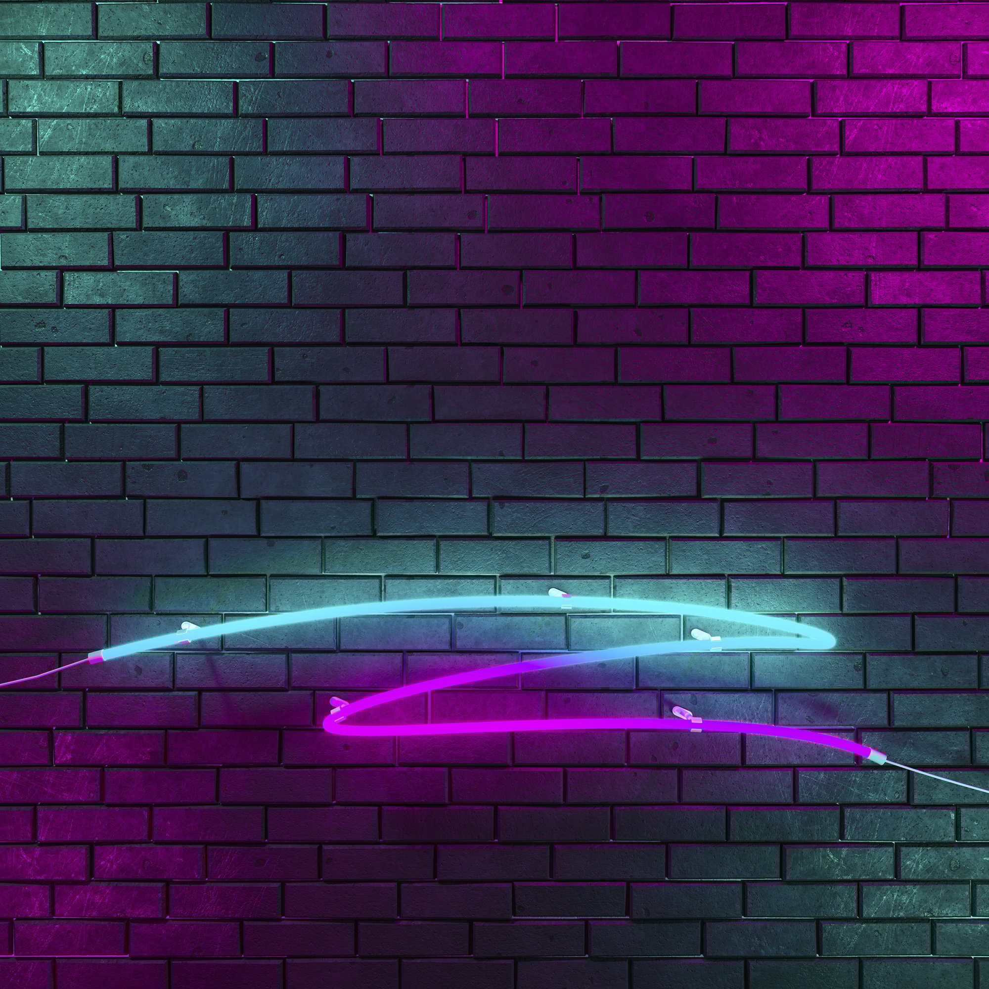 Brick Wall with Neon Lights